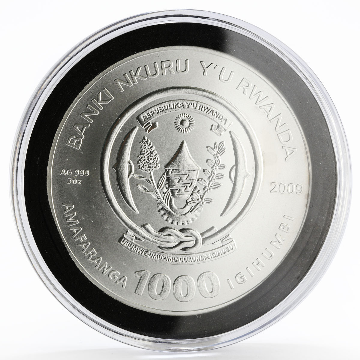 Rwanda 1000 francs Zodiac Pisces Fish silver gilded coin 2009