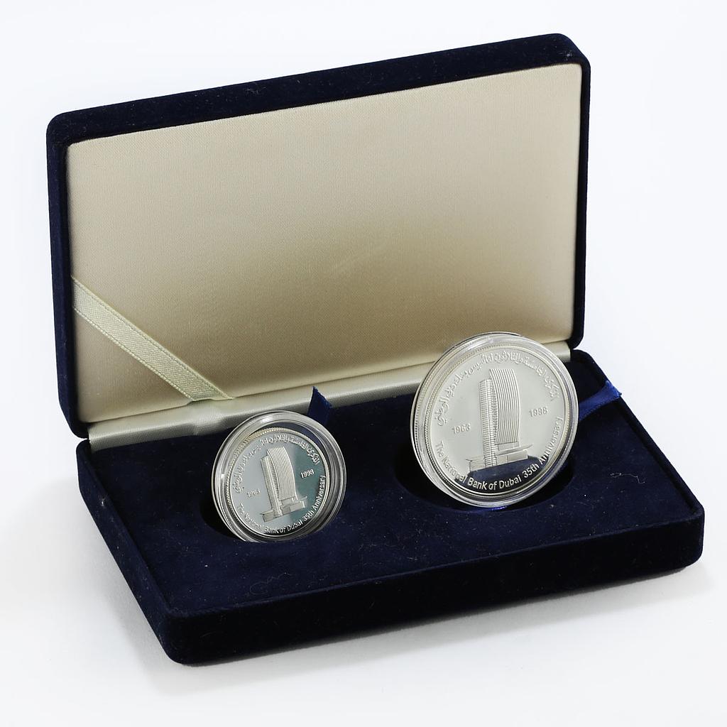 United Arab Emirates set of 2 coins National Bank of Dubai proof silver 1998