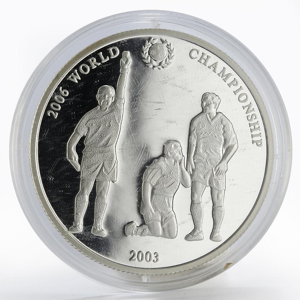 Mongolia 500 togrog 2006 World Championship Football proof silver coin 2003