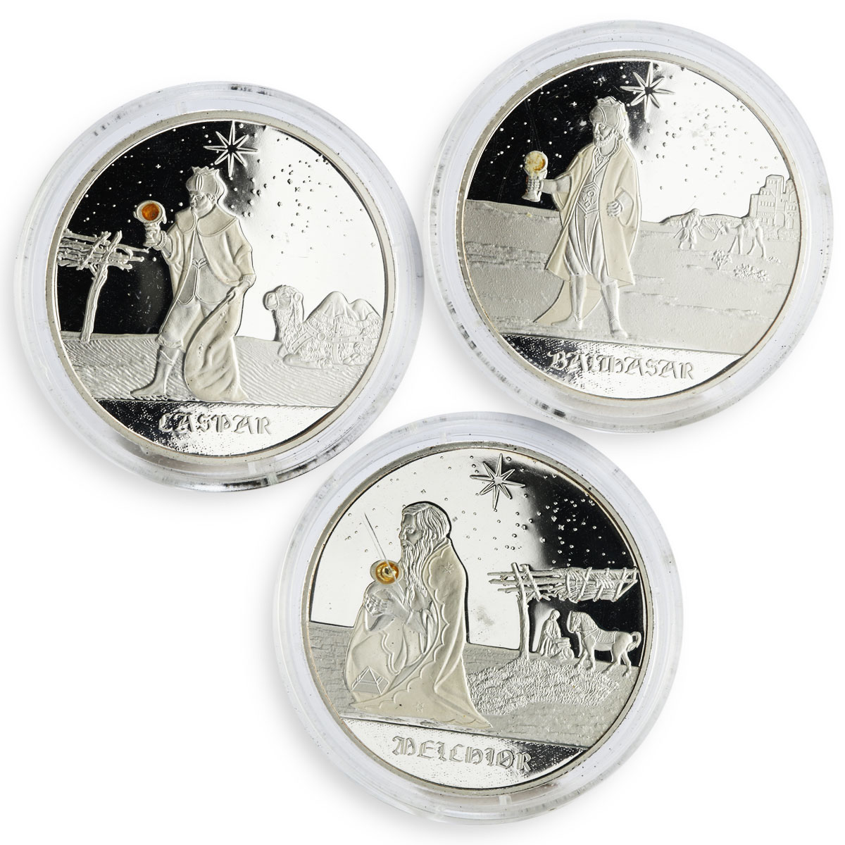 Malta 100 liras set of 3 Three Wise Men of the East proof silver coins 2005