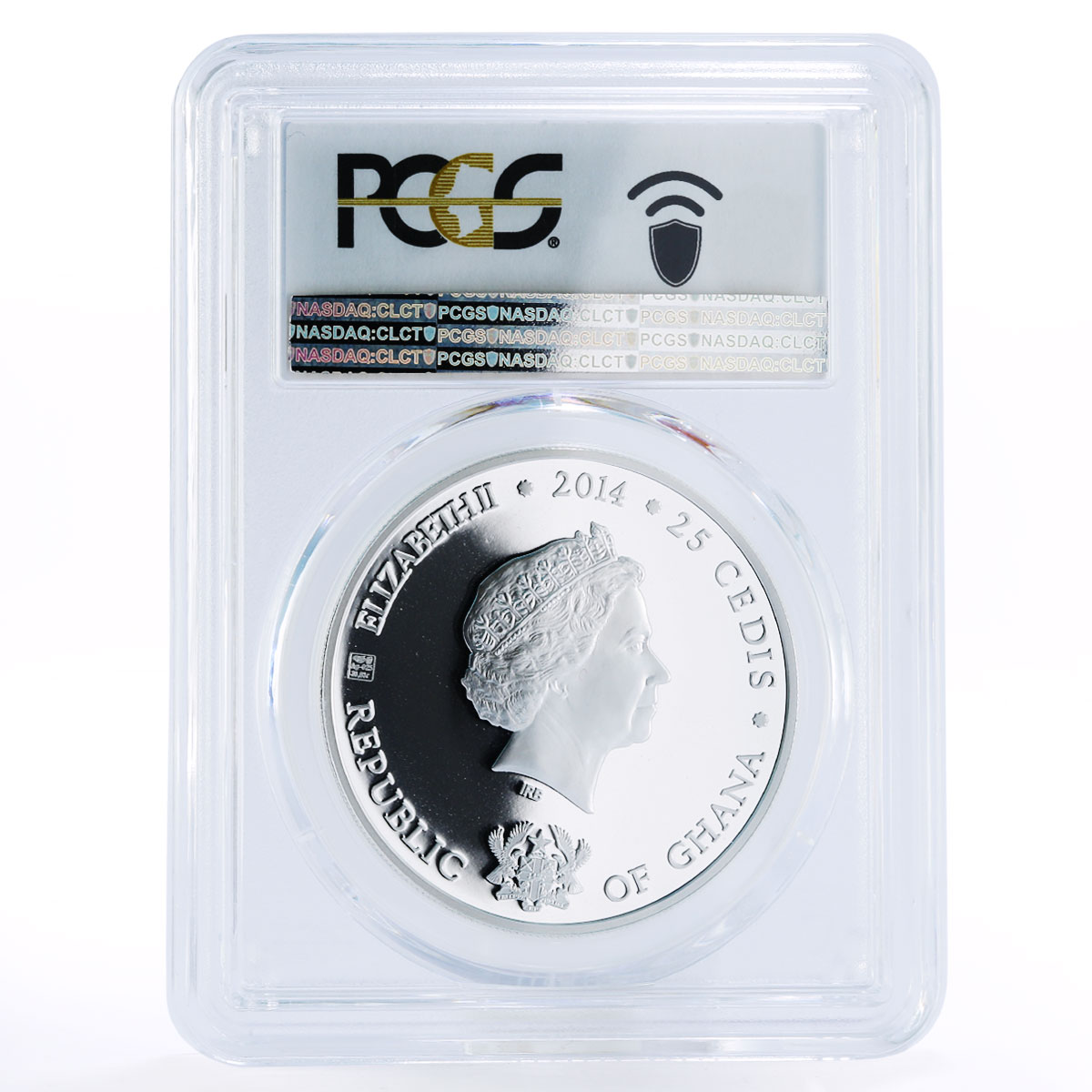 Ghana 25 cedis 25th Anniversary Marine Bank Ship PR70 PCGS silver coin 2014