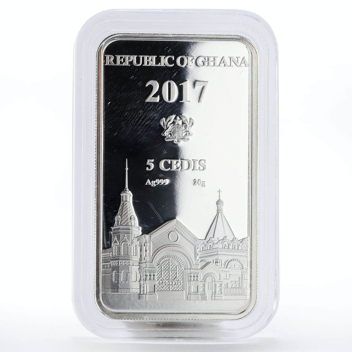 Ghana 5 cedis Faith series Icon of Matrona Pokrovskaya colored silver coin 2017