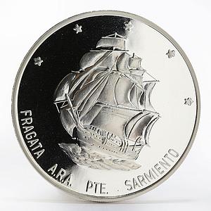 Argentina 25 peso Ship Presidente Sarmiento proof silver coin 2002