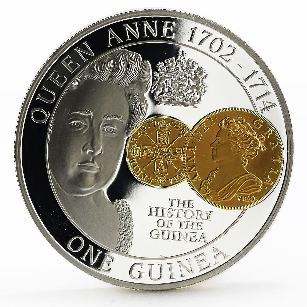 Tristan da Cunha 1 guinea The History of the Guinea Queen Anne silver coin 2013