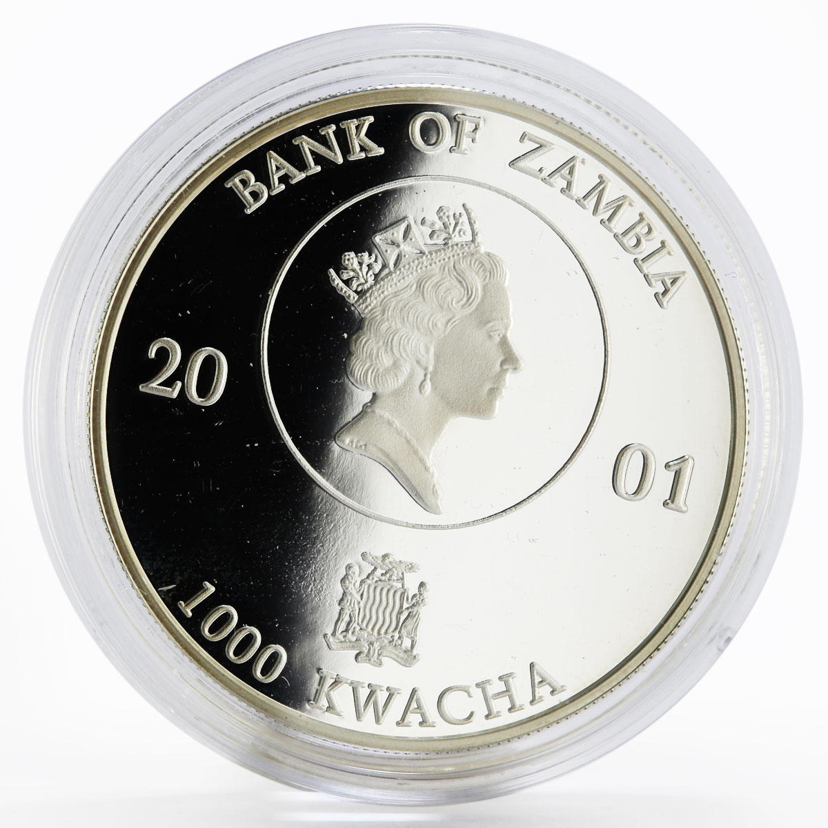 Zambia 1000 kwacha 75th Birthday of Queen Elizabeth II proof silver coin 2001