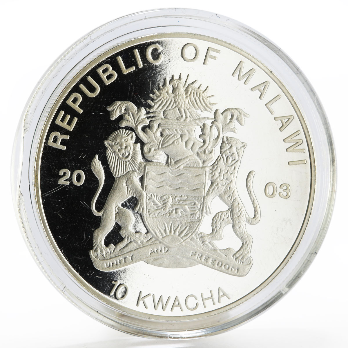 Malawi 10 kwacha 1st Anniversary of Death of the Queen Mother silver coin 2003