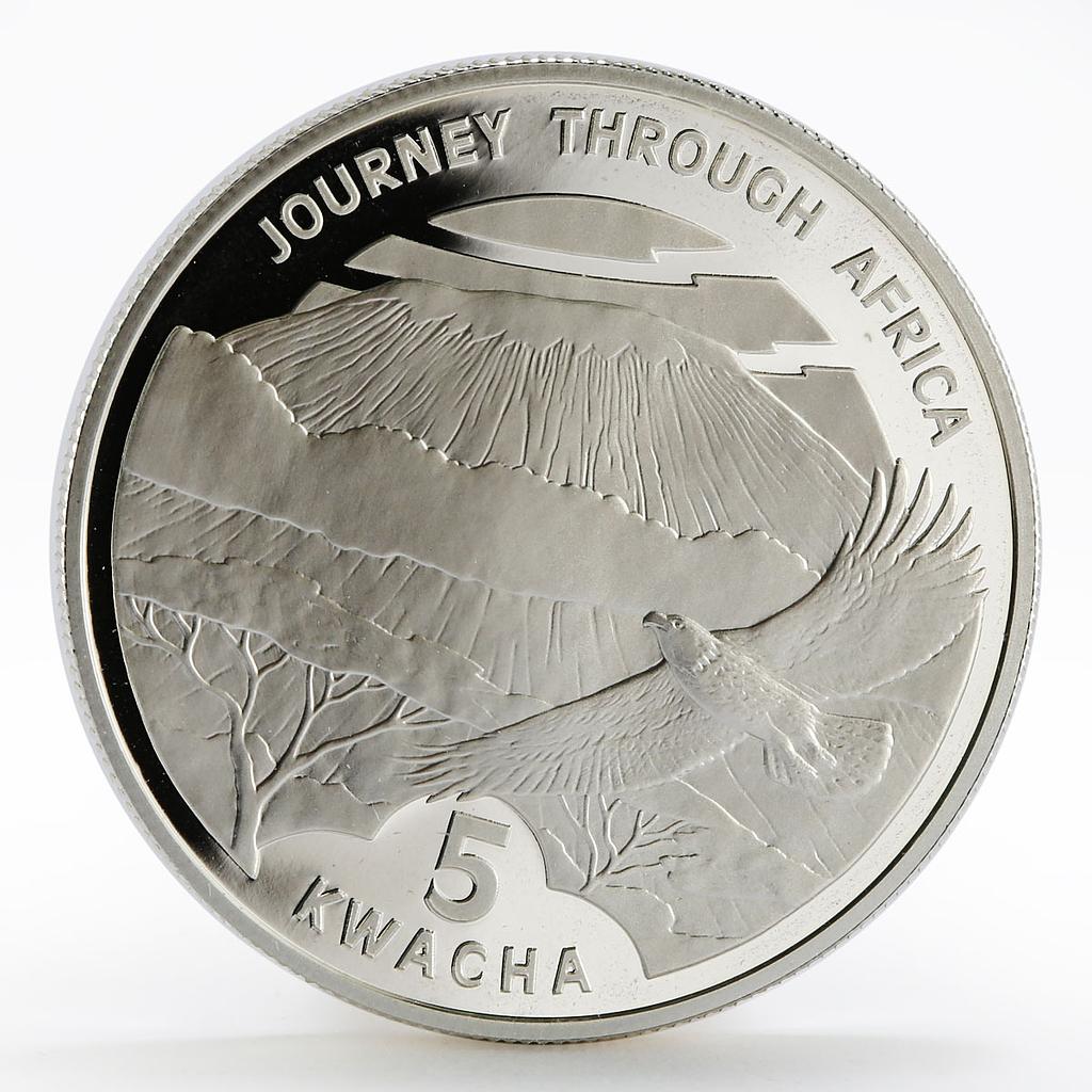 Malawi 5 kwacha Journey to Africa series Kilimanjaro Bird proof silver coin 2006