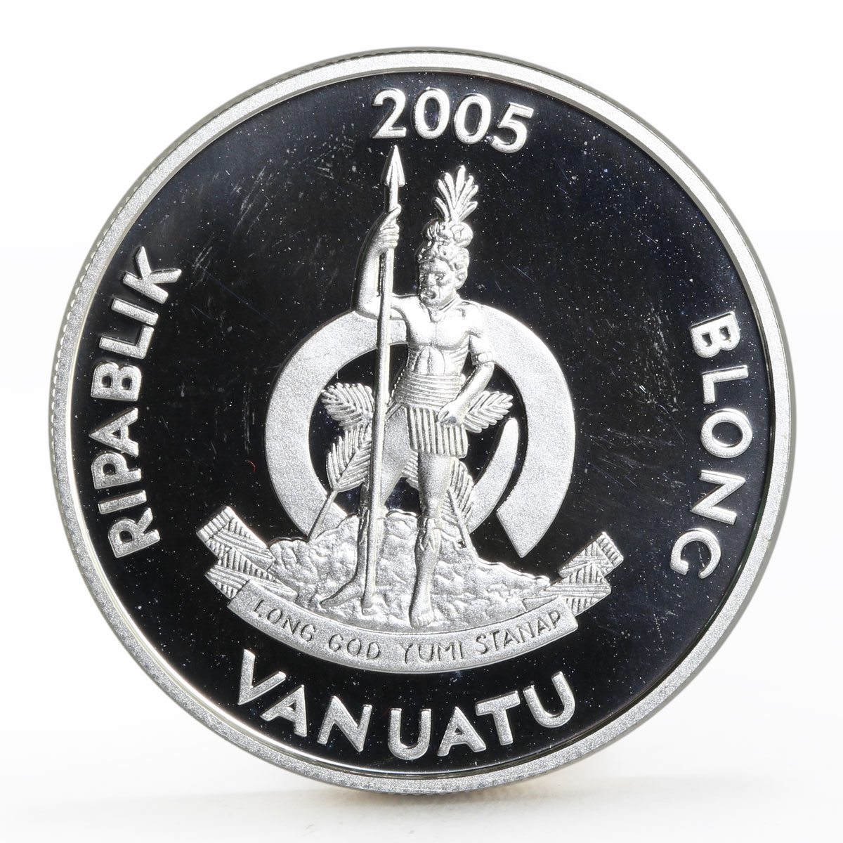 Vanuatu 50 vatu The Pedro Hernandez de Quiros Ship proof silver coin 2005