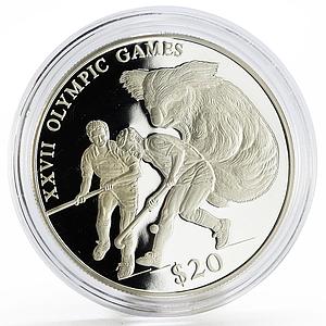 Liberia 20 dollars Sydney Olympic Games Field Hockey Koala silver coin 2000