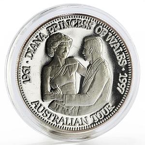 Liberia 20 dollars Lady Diana Princess of Wales Australian Tour silver coin 1997