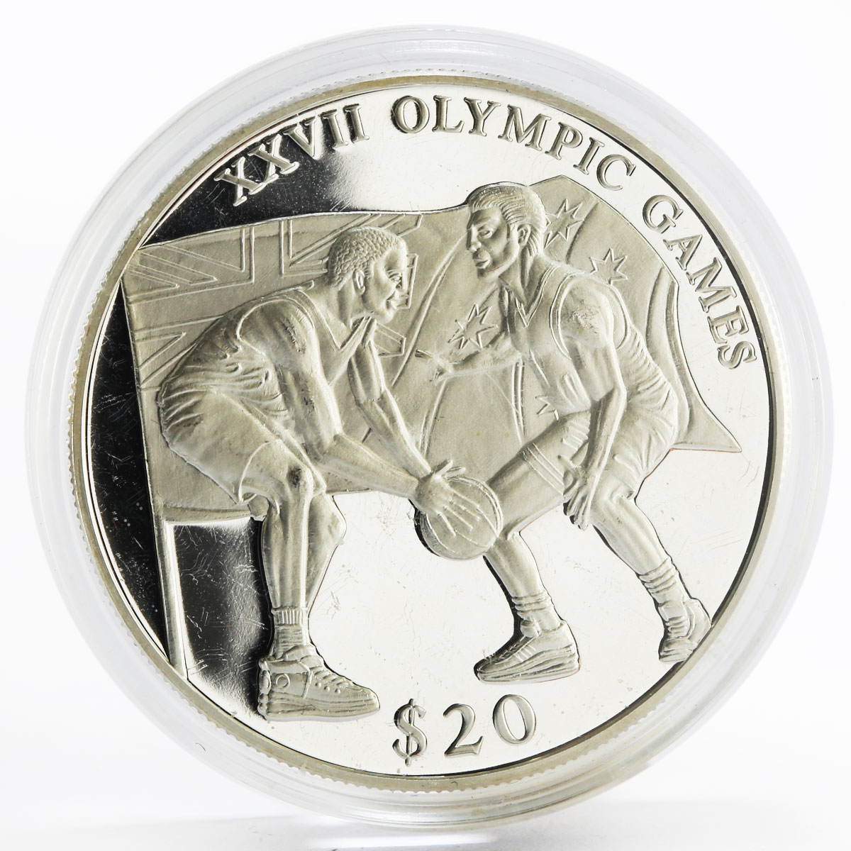 Liberia 20 dollars Sydney Olympic Games series Basketball proof silver coin 2000