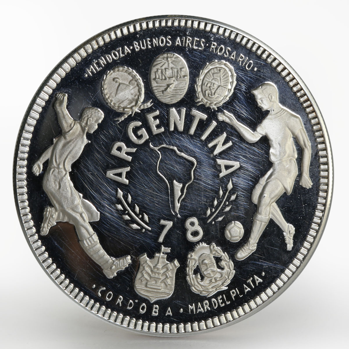 Equatorial Guinea 2000 ekuele FIFA World Cup Argentina proof silver coin 1979