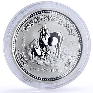 Australia 1 dollar Lunar Calendar series I Year of the Goat silver coin 2003