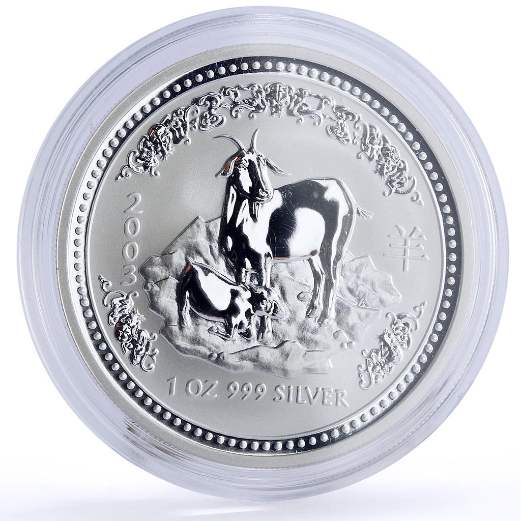 Australia 1 dollar Lunar Calendar series I Year of the Goat silver coin 2003