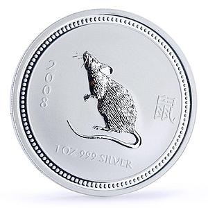 Australia 1 dollar Lunar Calendar series I Year of the Mouse silver coin 2008