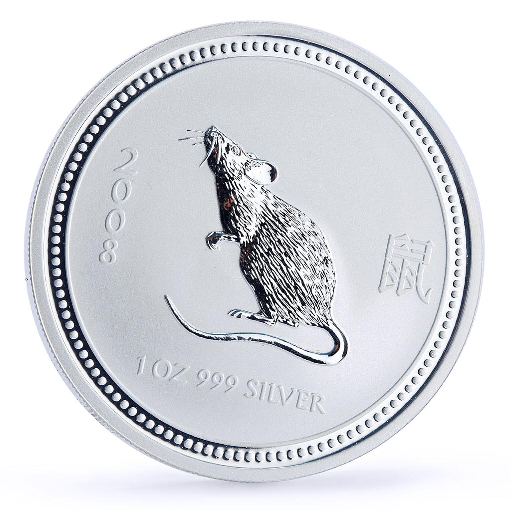 Australia 1 dollar Lunar Calendar series I Year of the Mouse silver coin 2008