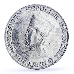 Indonesia Irian Barat 25 sen President Sukarno Politics KM-8.1 Al coin 1962