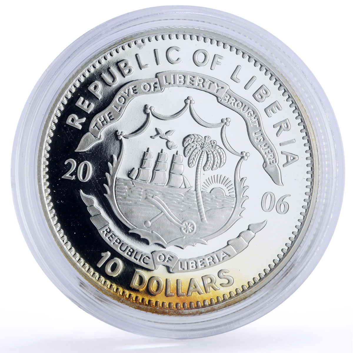 Liberia 10 dollars Explorer Roald Amundsen Antarctic Expedition silver coin 2006