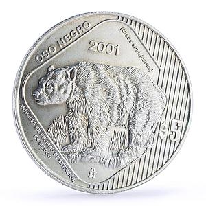 Mexico 5 pesos Endangered Wildlife Black Bear Animals Fauna silver coin 2001
