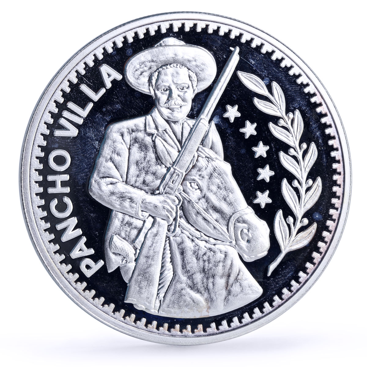 Mexico 5 onzas Revolutionary Pancho Villa Horseman silver medal coin ND No Date