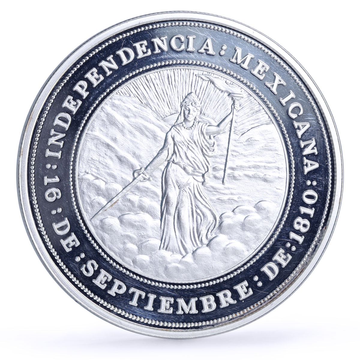 Mexico 5 oz Declaration of Independence 1810 Libertad silver medal coin No Date