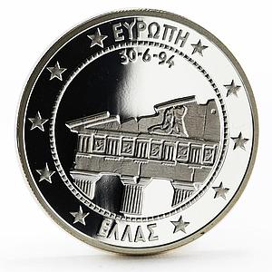 Greece 25 ecu Parthenon and Woman proof silver coin 1994