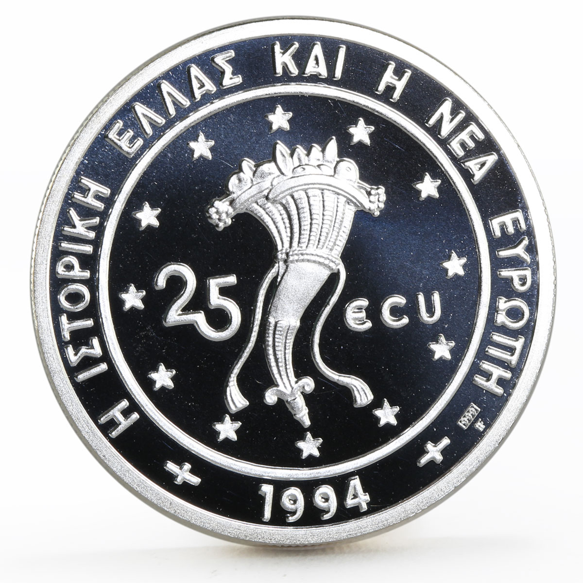 Greece 25 ecu Parthenon and a Woman proof silver coin 1994