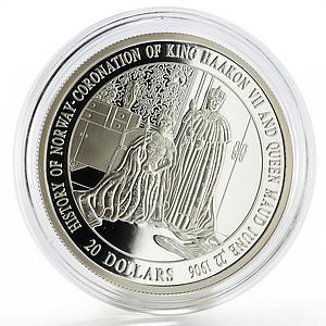 Liberia 20 dollars History of Norway series King Haakon VII silver coin 2000