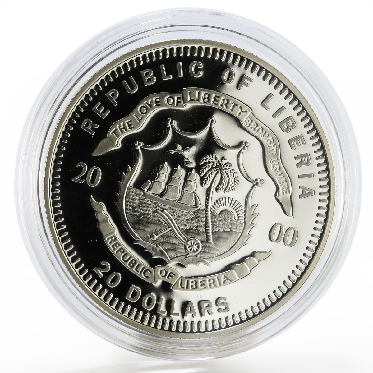 Liberia 20 dollars History of Norway series King Haakon VII silver coin 2000
