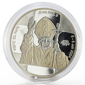 Congo 10 francs Pope Jonh Paul II Visits Switzerland proof silver coin 2004