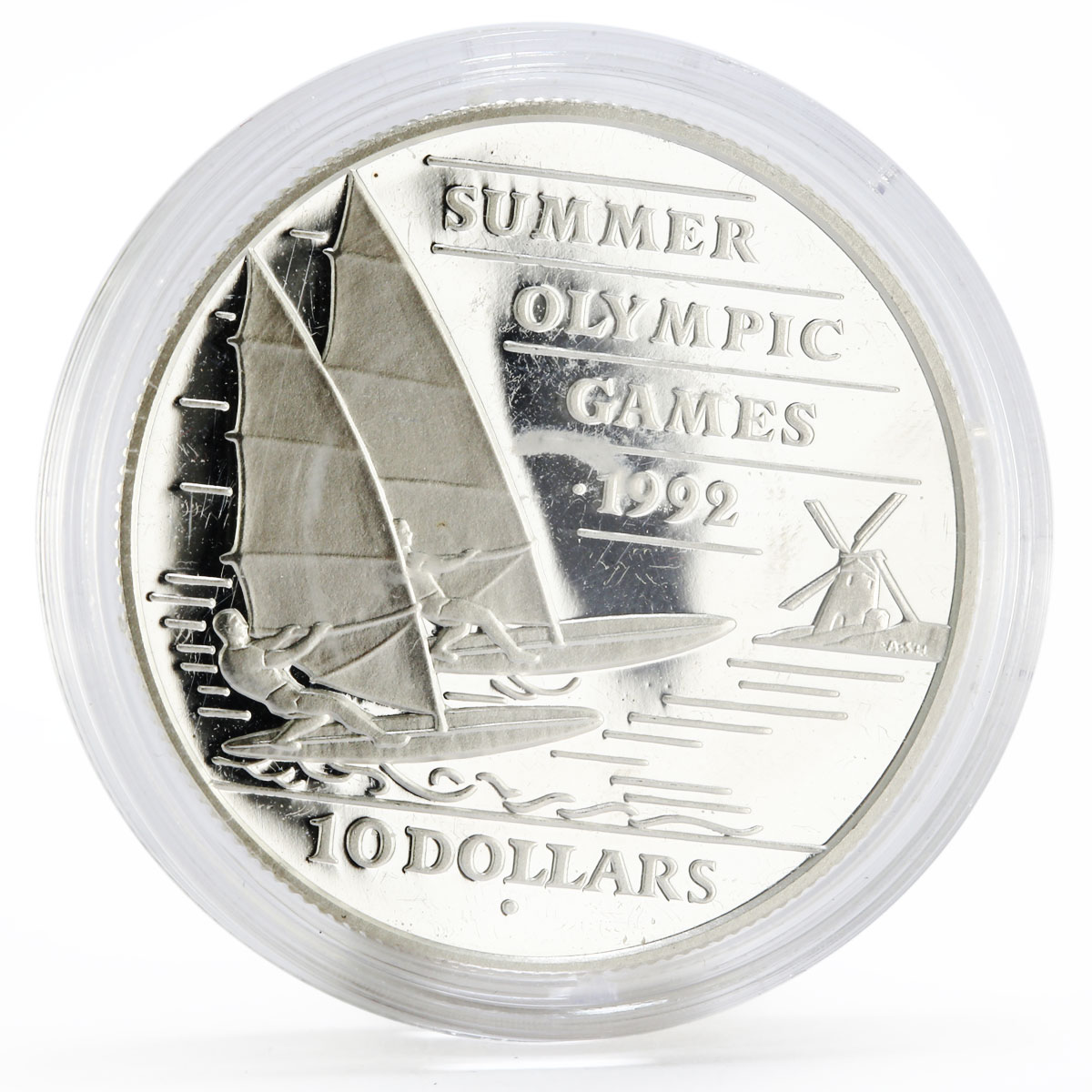 Barbados 10 dollars Sydney Olympic Games series Sailing proof silver coin 1992