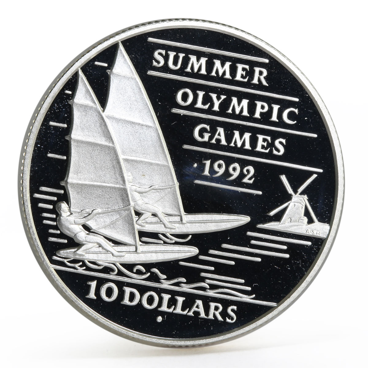 Barbados 10 dollars Sydney Olympic Games series Sailing proof silver coin 1992