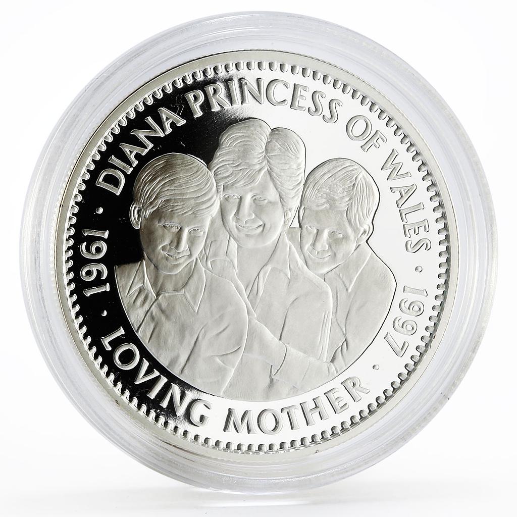 Liberia 20 dollars Lady Diana series Loving Mother proof silver coin 1997