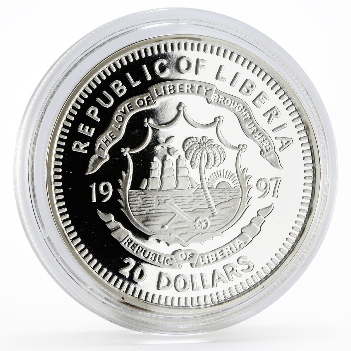 Liberia 20 dollars lady Diana series Loving Mother proof silver coin 1997