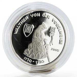 Benin 1000 francs Walther von der Vogelweide proof silver coin 2005