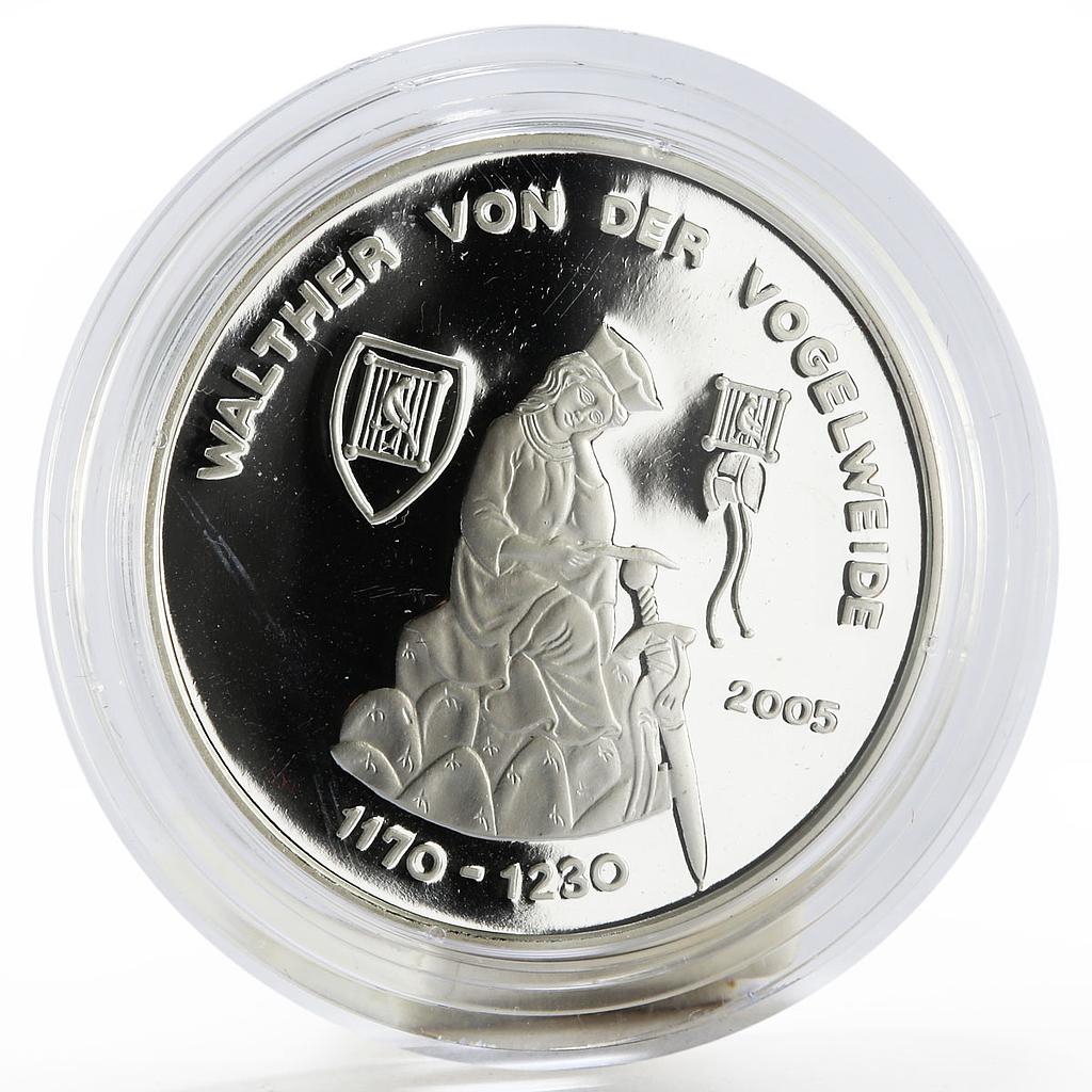 Benin 1000 francs Walther von der Vogelweide proof silver coin 2005