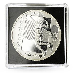 Andorra 5 diners 2016 Olympics series Badminton proof silver coin 2013