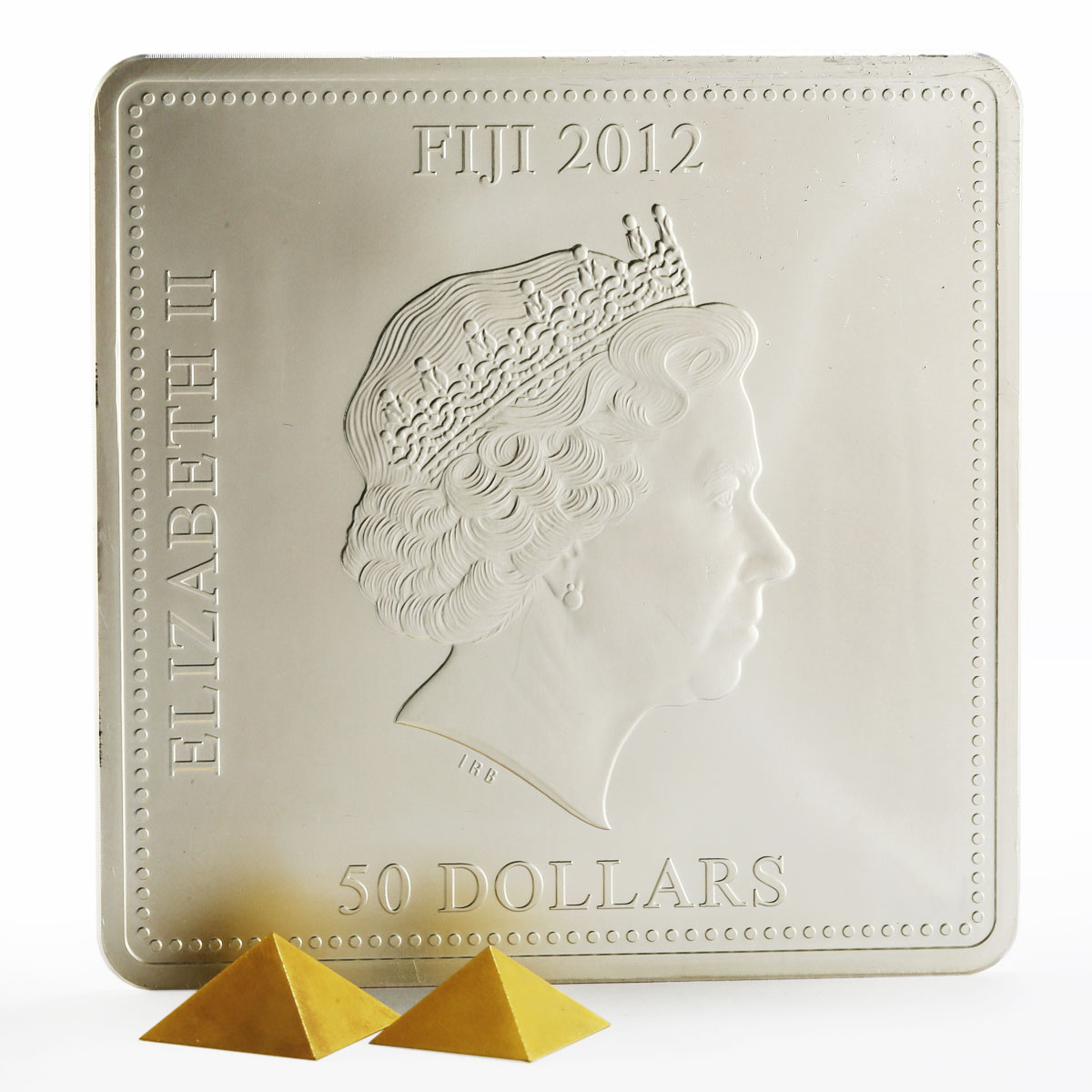 Fiji 50 dollars The Great Pyramids of Giza Two Gilded Figures silver coin 2012