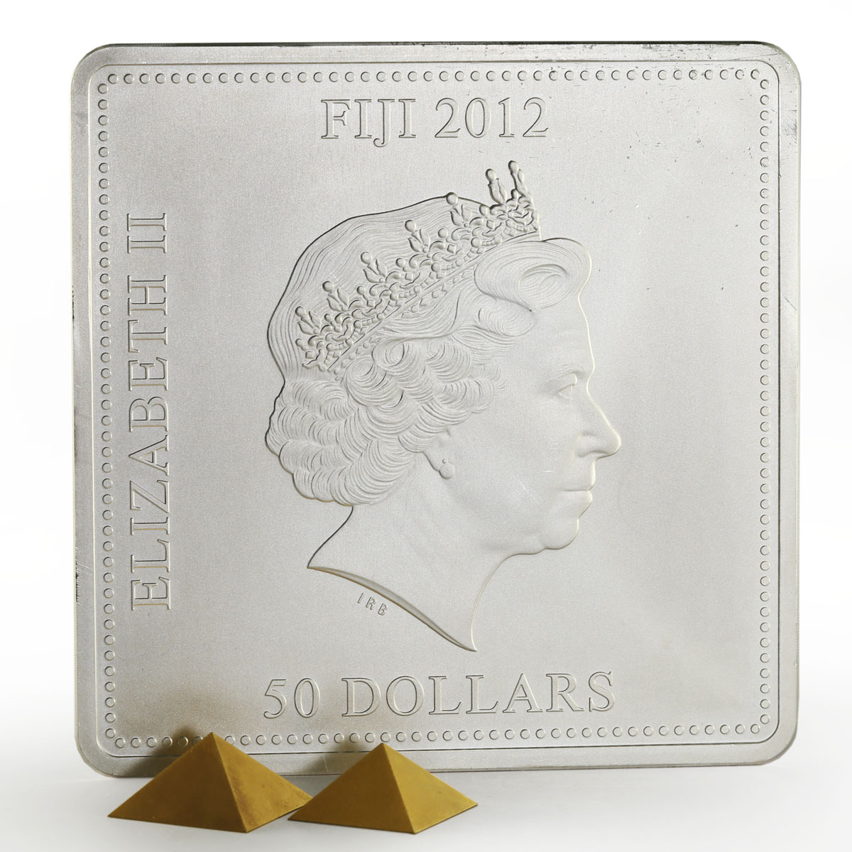 Fiji 50 dollars The Great Pyramids of Giza Two Gilded Figures silver coin 2012