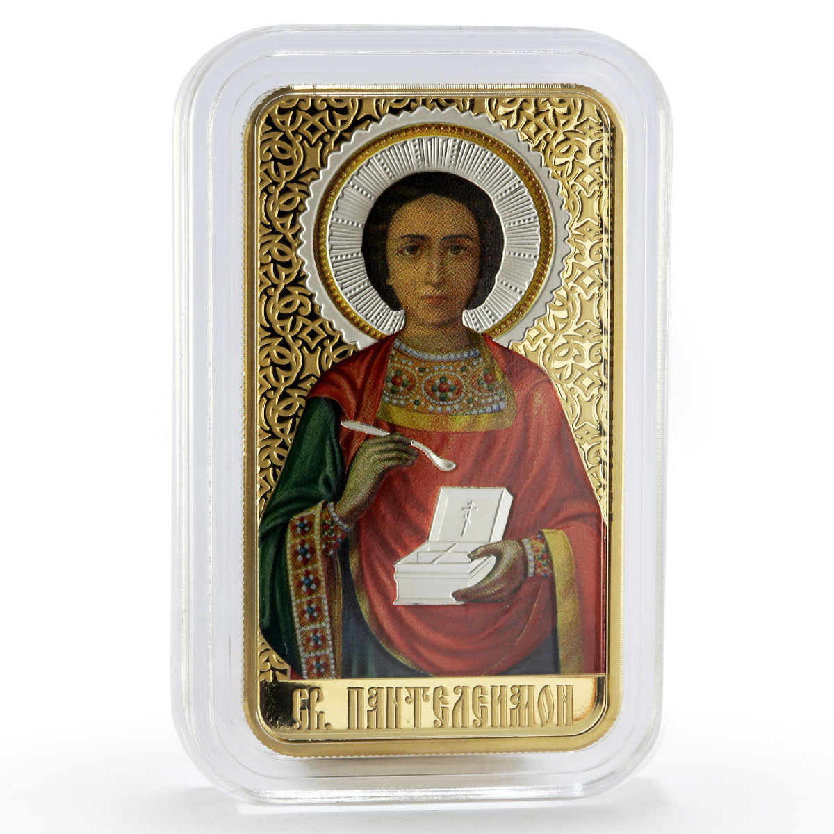 Cameroon 1000 francs Saint Panteleimon colored silver coin 2020