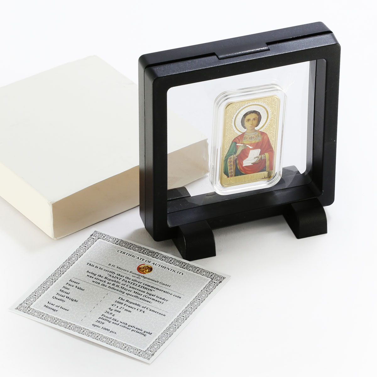 Cameroon 1000 francs Saint Panteleimon colored silver coin 2020