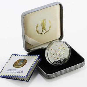 Kazakhstan 500 tenge Homeland of Apples gilded proof silver coin 2013