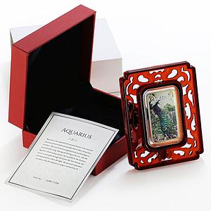 Cook Islands 1 dollar The Floral Zodiac series Peacock colored silver coin 2014