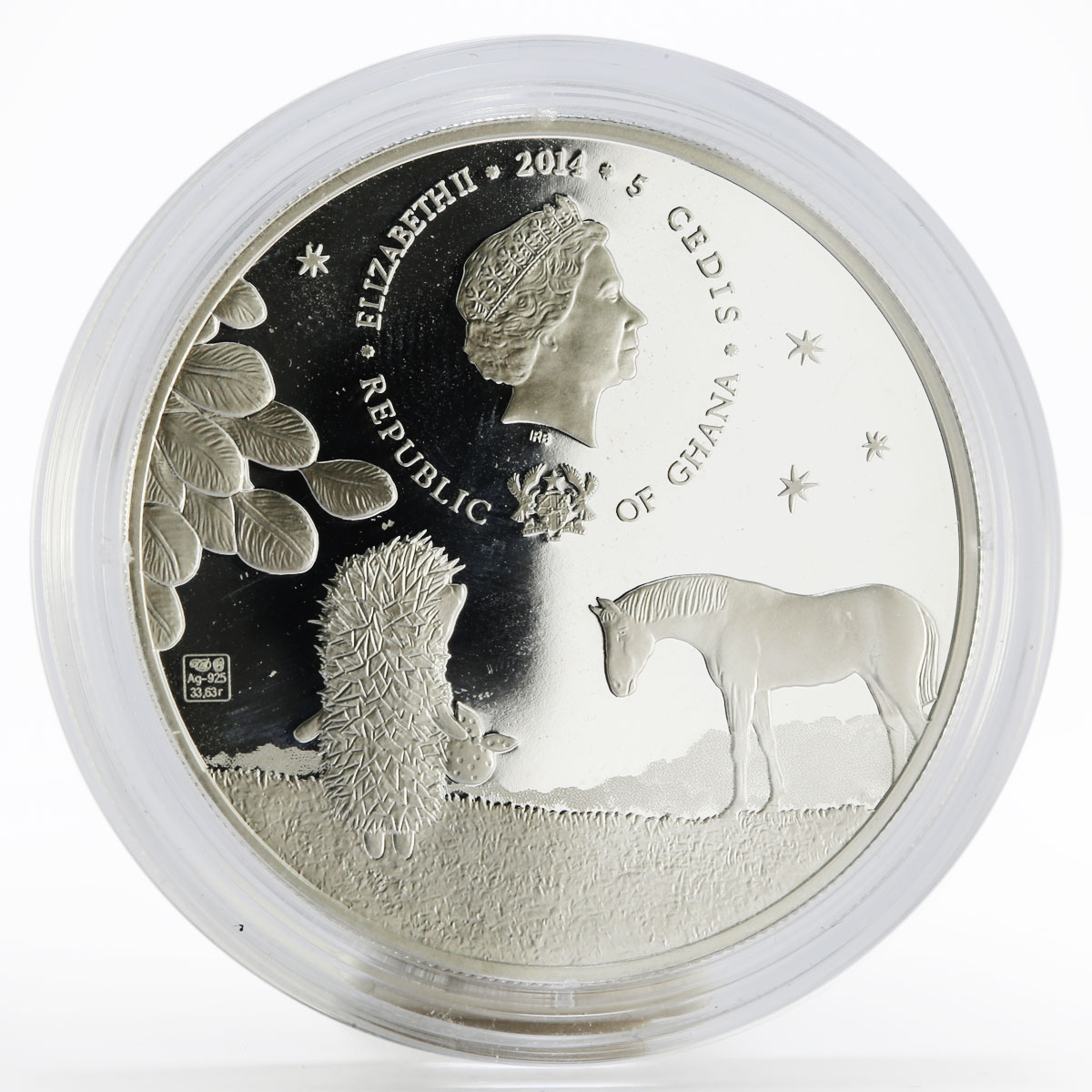 Ghana 5 cedis The Hedgehog and The Horse in the Fog colored silver coin 2014
