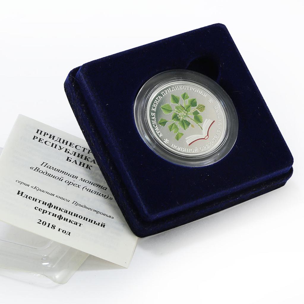Transnistria 10 rubles Local Red Book series Water Caltrop silver coin 2018