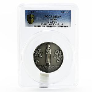Ukraine 20 hryvnias Holodomor Famine MS69 PCGS silver coin 2007