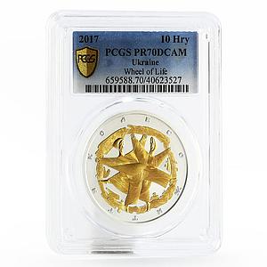Ukraine 10 hryvnias Wheel of Life PR70 PCGS proof silver coin 2017