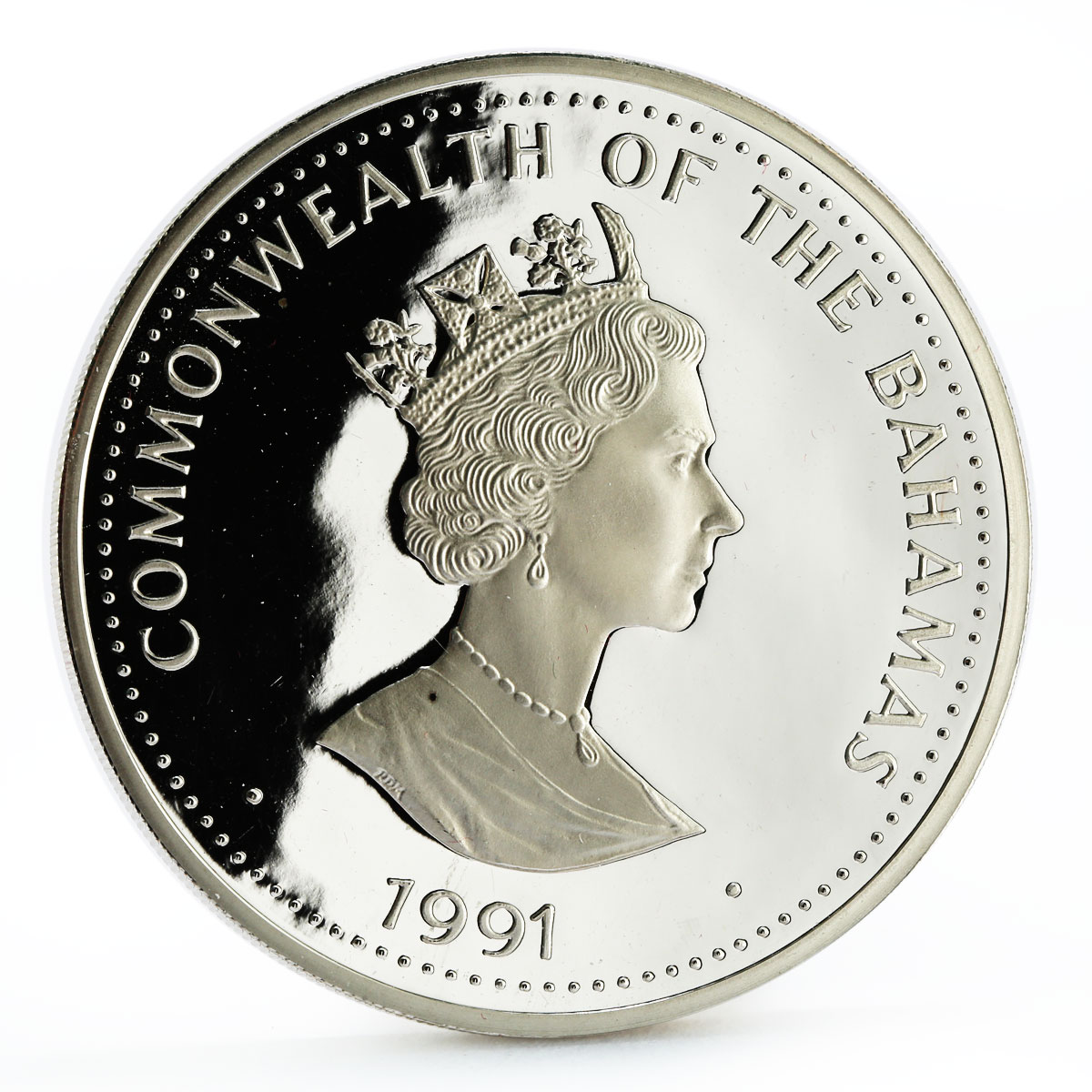 Bahamas 25 dollars Discovered New World series Columbu's Ship silver coin 1991