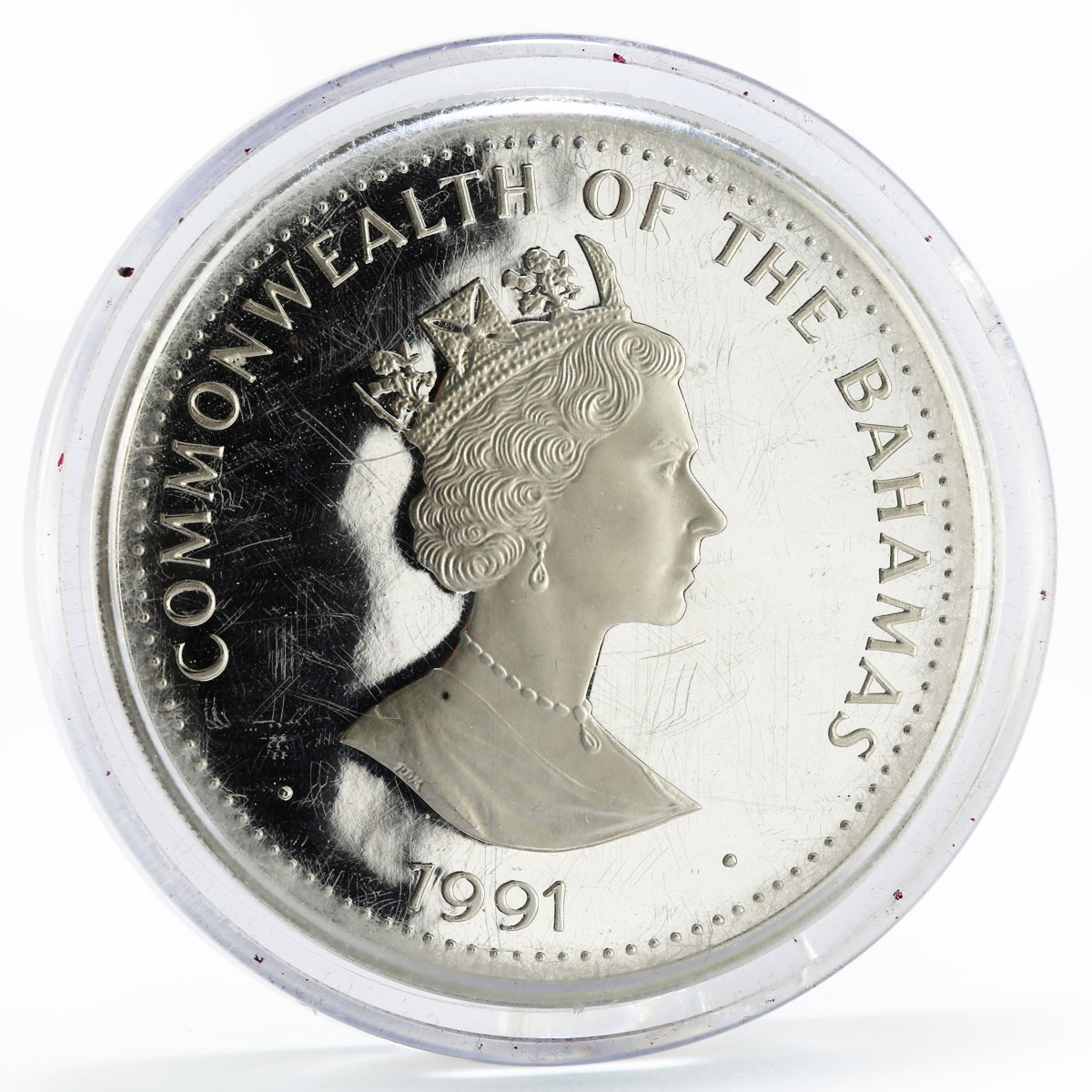 Bahamas 25 dollars Discovered New World series Columbu's Ship silver coin 1991