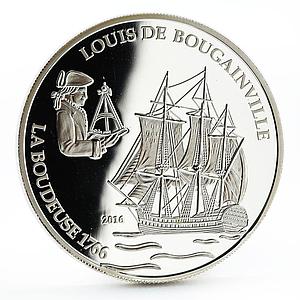 Chad 1000 francs History of Ships series La Boudeuse proof silver coin 2016